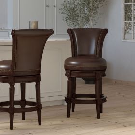 26in. Wood Counter-Height Swivel Barstool with High-Back, 1PC