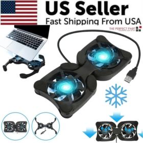 Dual USB Cooling Fan Pad Foldable Slim Fans Cooler Stand For Laptop PC Notebook (Option: Black)