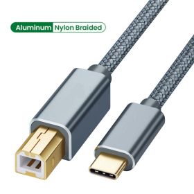 USB C to USB B 2.0 Printer Cable Braided Printer Scanner for Epson HP Canon Brother MacBook Pro Samsung MIDI Controlle Cable (Cable Length: 1.5m, Color: Grey)